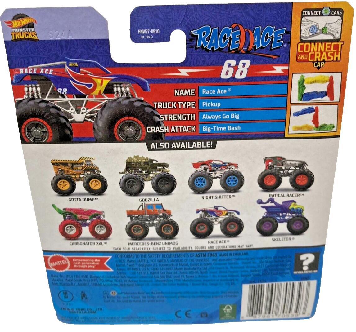 Hot Wheels FYJ44 Monster Trucks Live 3/8 Race Ace #68 Die-Cast Metal Vehicle