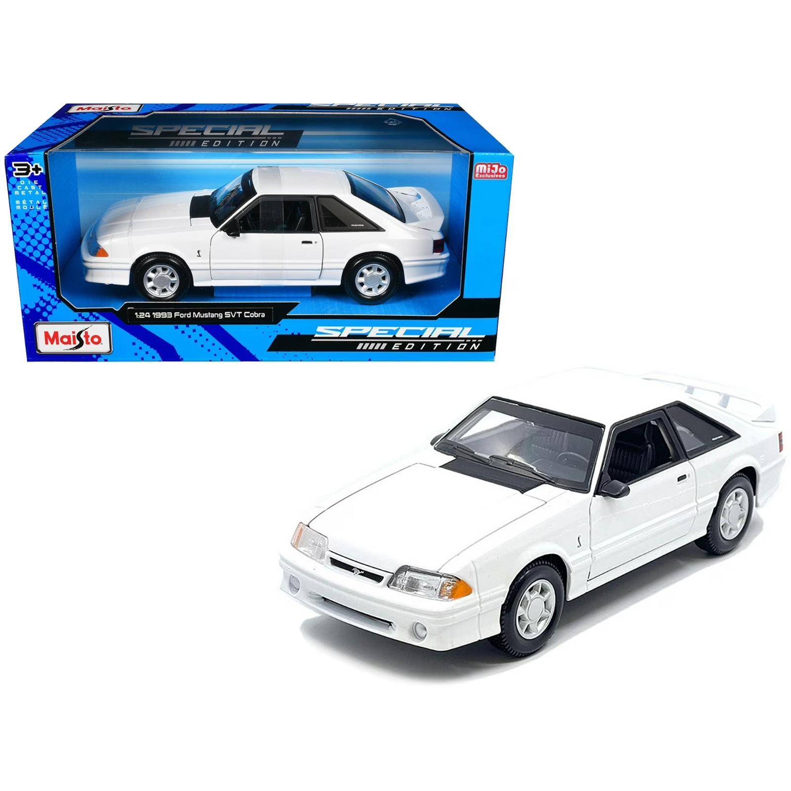 1993 FORD MUSTANG SVT COBRA WHITE 1/24 DIECAST MODEL CAR BY MAISTO 32906