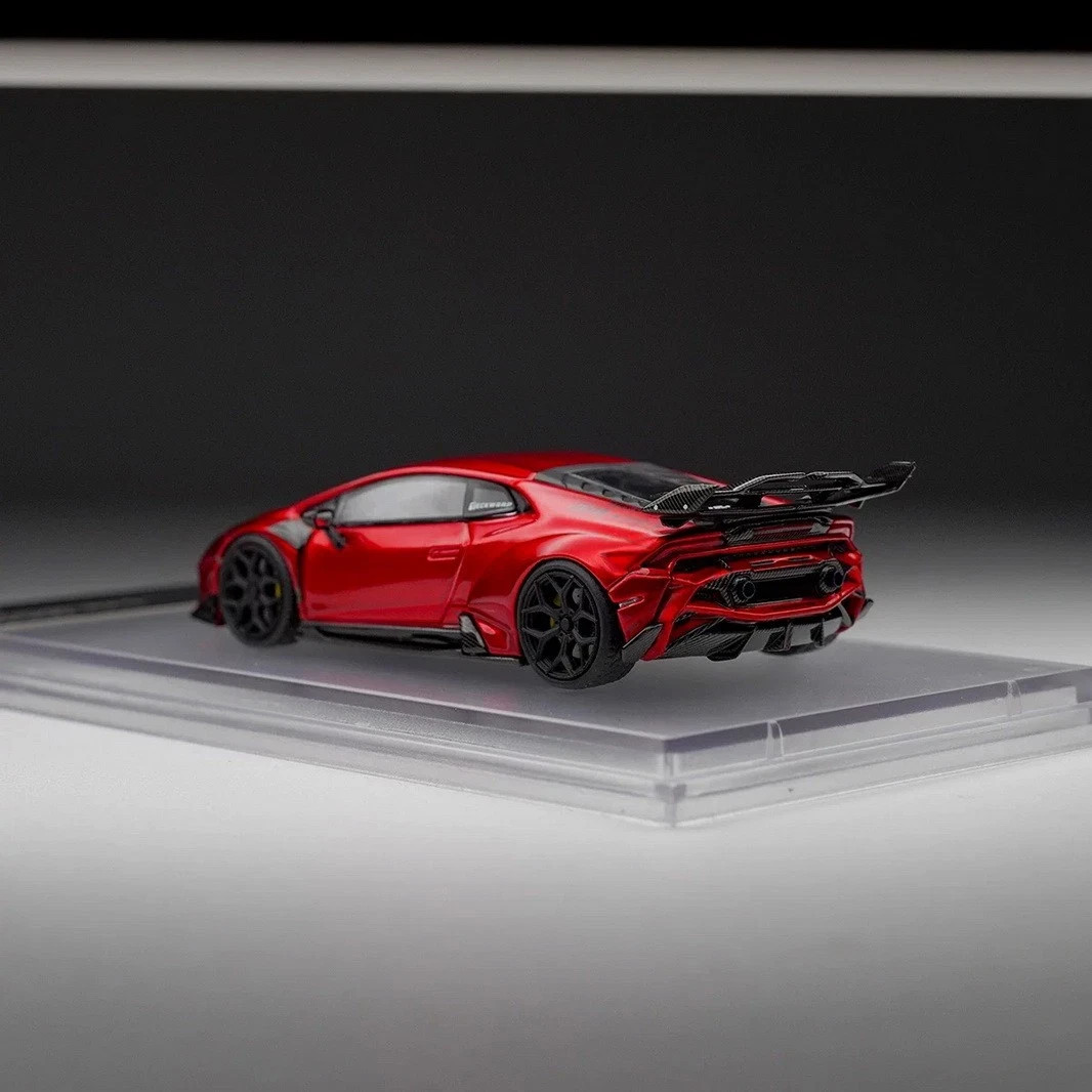LAMBORGHINI HURACAN DARWIN PRO TRANSPARENT RED 1/64 DIECAST CAR BY KING MODEL KM