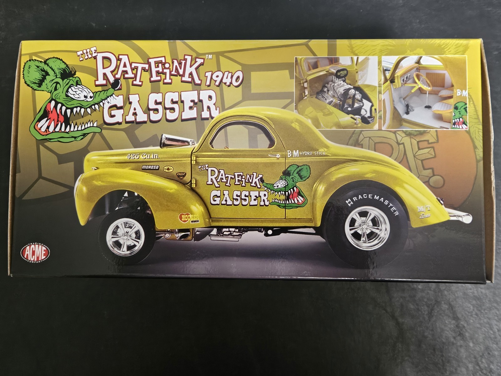ACME 1:18 SCALE 1940 WILLYS RAT FINK NHRA GASSER. SEWER GREEN!  #A1800919 NEW!!