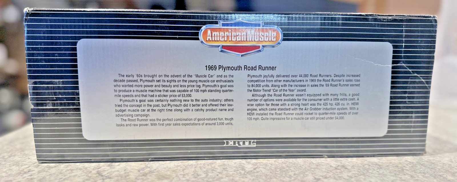 American Muscle 1969 Plymouth Road Runner – Yellow -1:18-Made 1993-Diecast- New