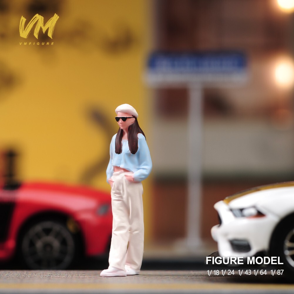 Resin 1/18 1/24 1/43 1/64 1/87 White Beret Girl painted Mini Figure Model Toys