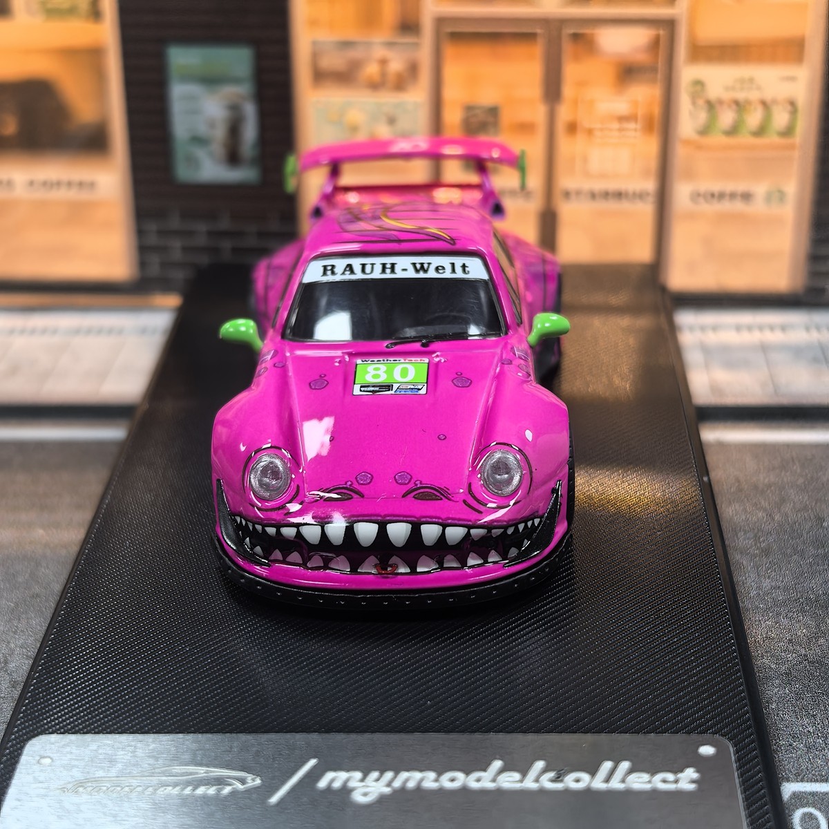 MC 1:64 Pink Dinosaur #80 RWB Porsche 993 Sports Model Diecast Metal Car Model