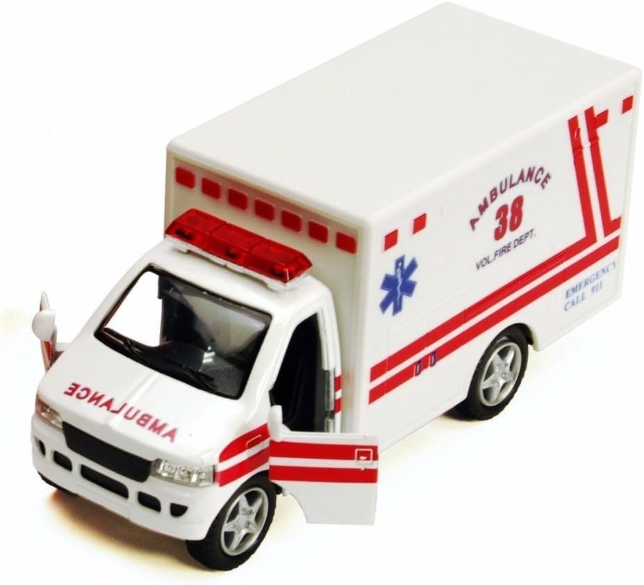 Rescue Team Ambulance 5″ Die Cast Metal Cabin w/Pullback Action