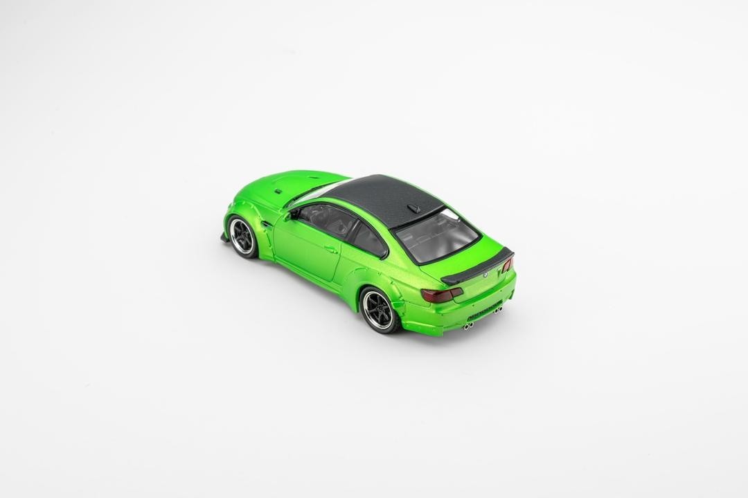 BMW M3 E92 LB MODIFIED LBWK MATTE GREEN 1/64 DIECAST CAR BY FINE MODEL FM