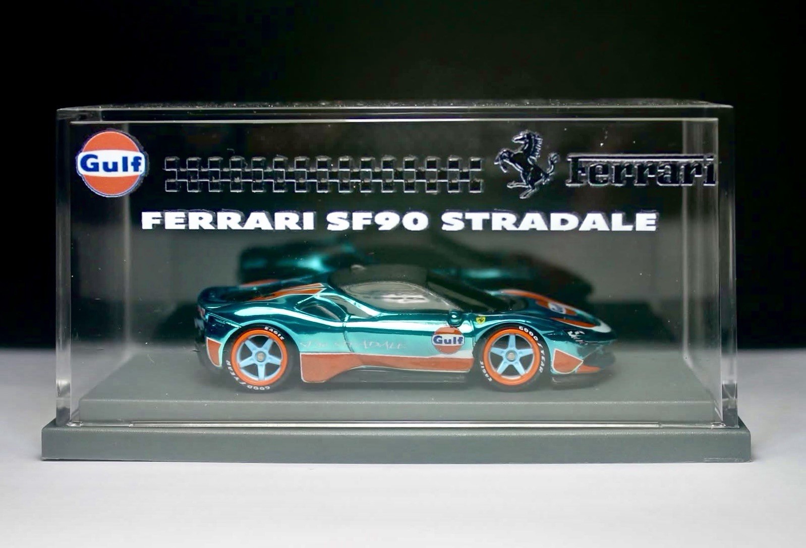 Hot Wheels Ferrari SF90 Stradale Blue Spectraflame Custom W/ display Case