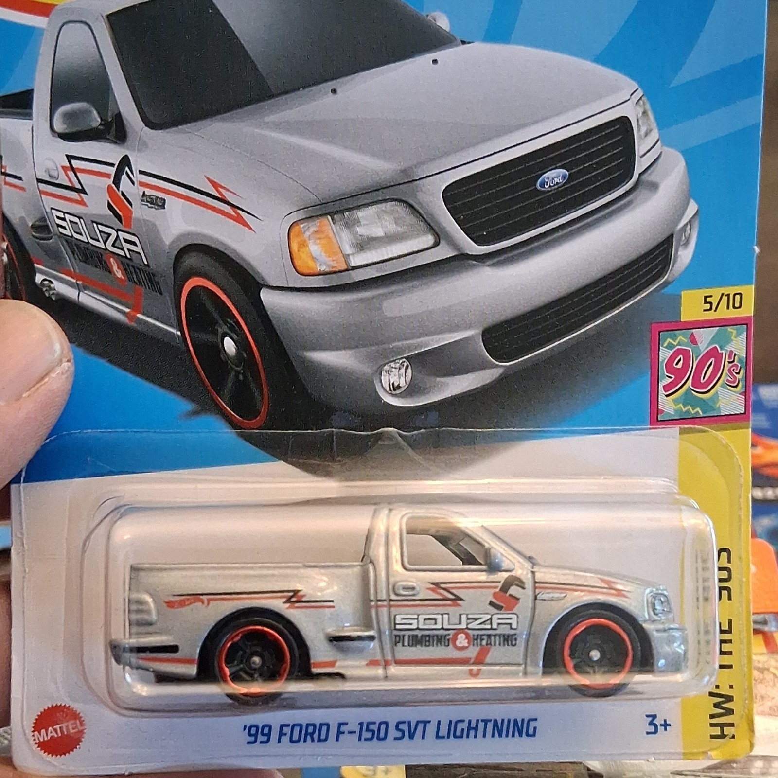 Hot Wheels Ford F-150 SVT Lightning 1:64 Silver Black Red Diecast Pickup Truck