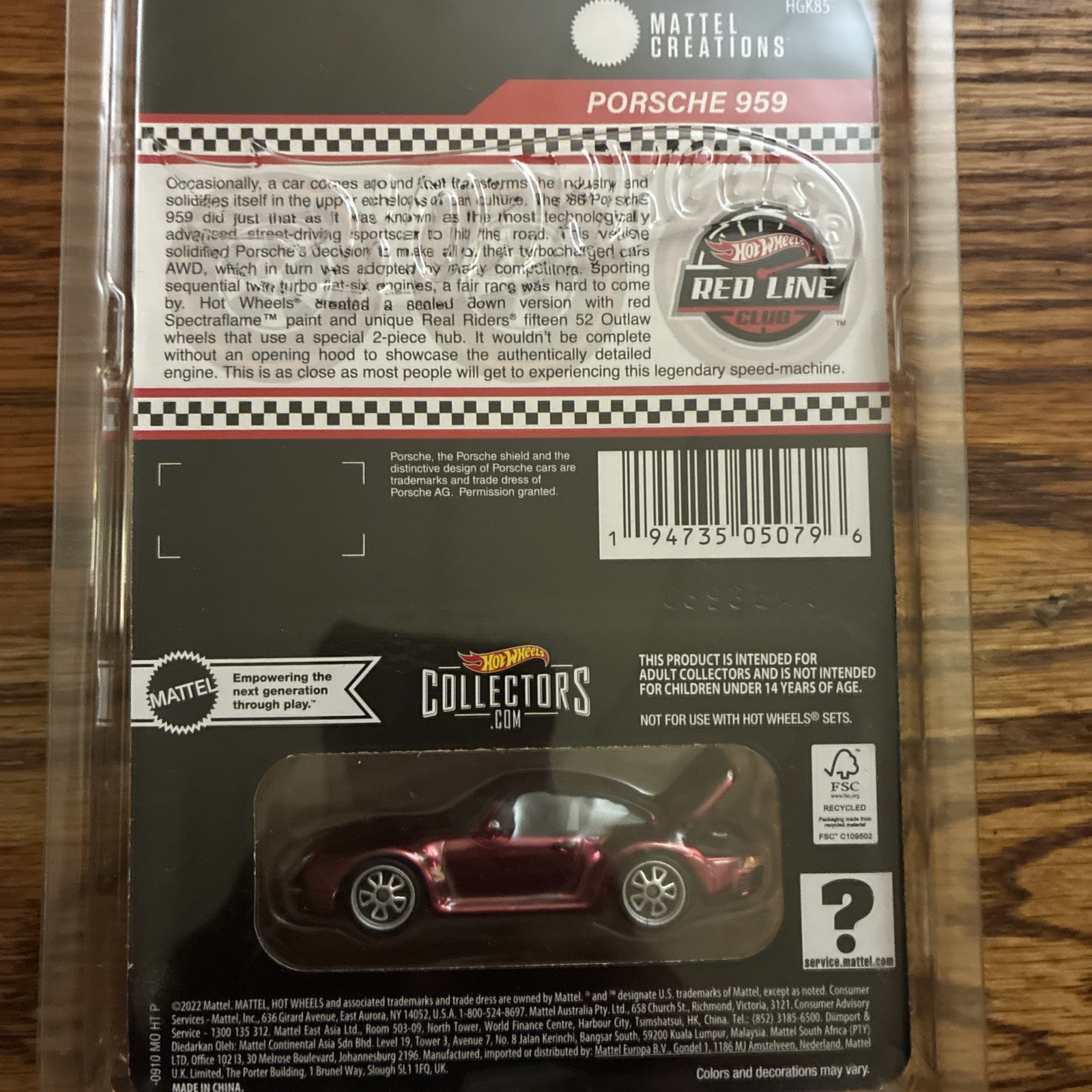 2023 Hot Wheels RLC Porsche 959 Red Spectralfame HGK85