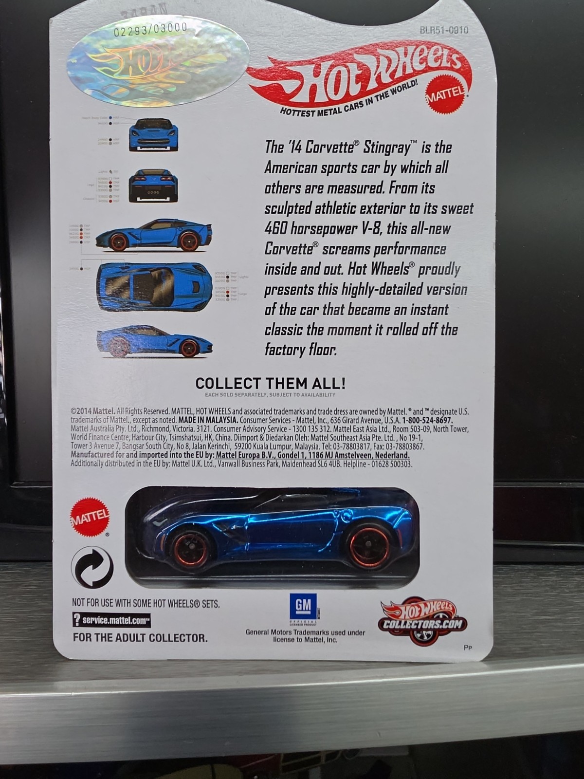 Hot Wheels ’14 Corvette Stingray 2014 1:64 Diecast Car Blue Limited Ed Unopened