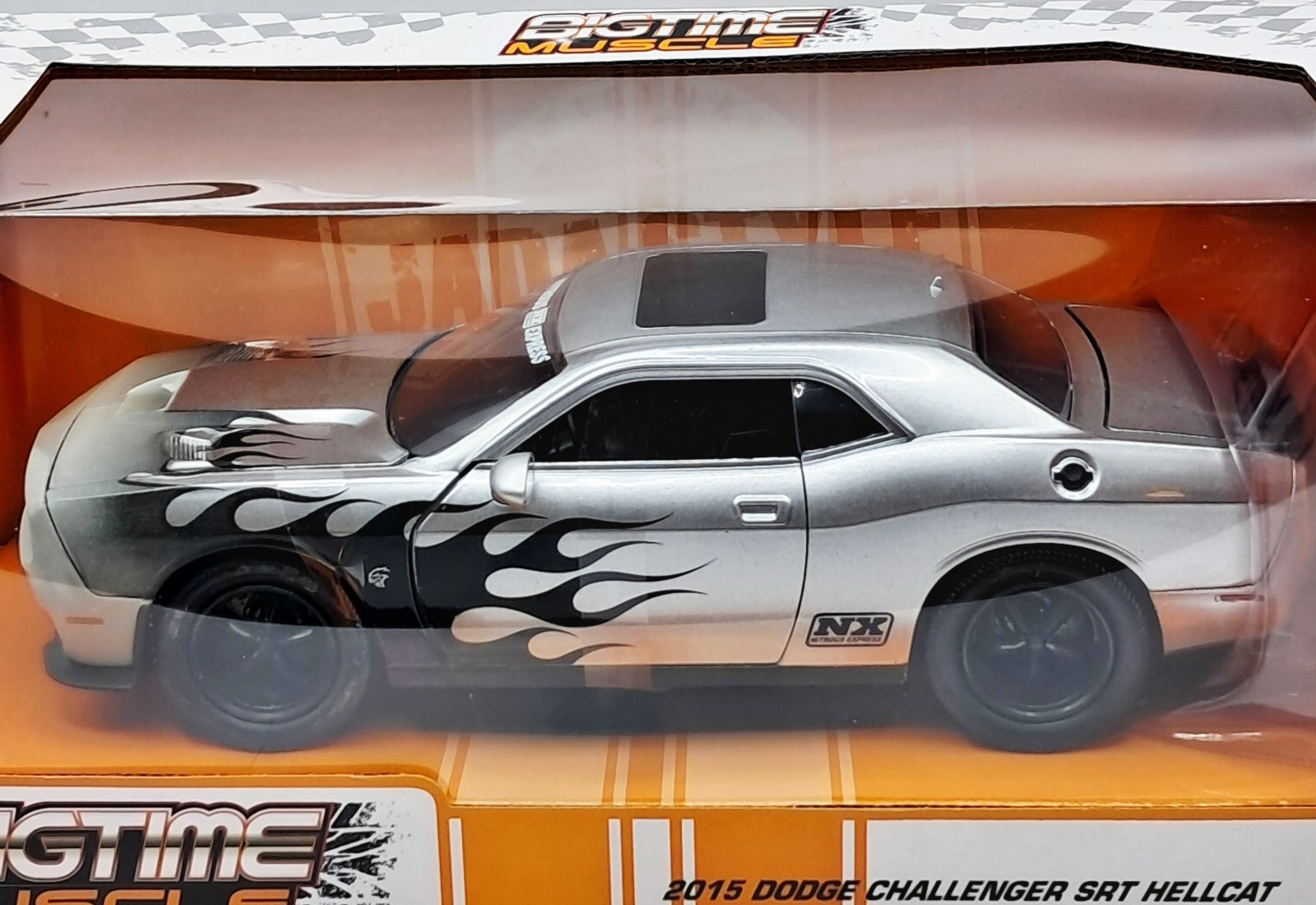 Jada 2015 Dodge Challenger SRT Hellcat NX Bigtime Muscle Silver Black 1/24 New