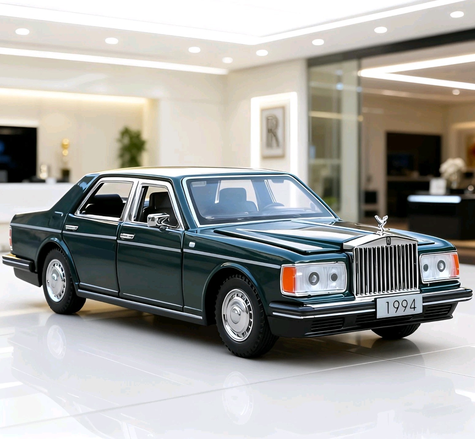 1:32 Vintage 1994 Rolls Royce Silver Spur Diecast-A Collectible Light Sound Toy