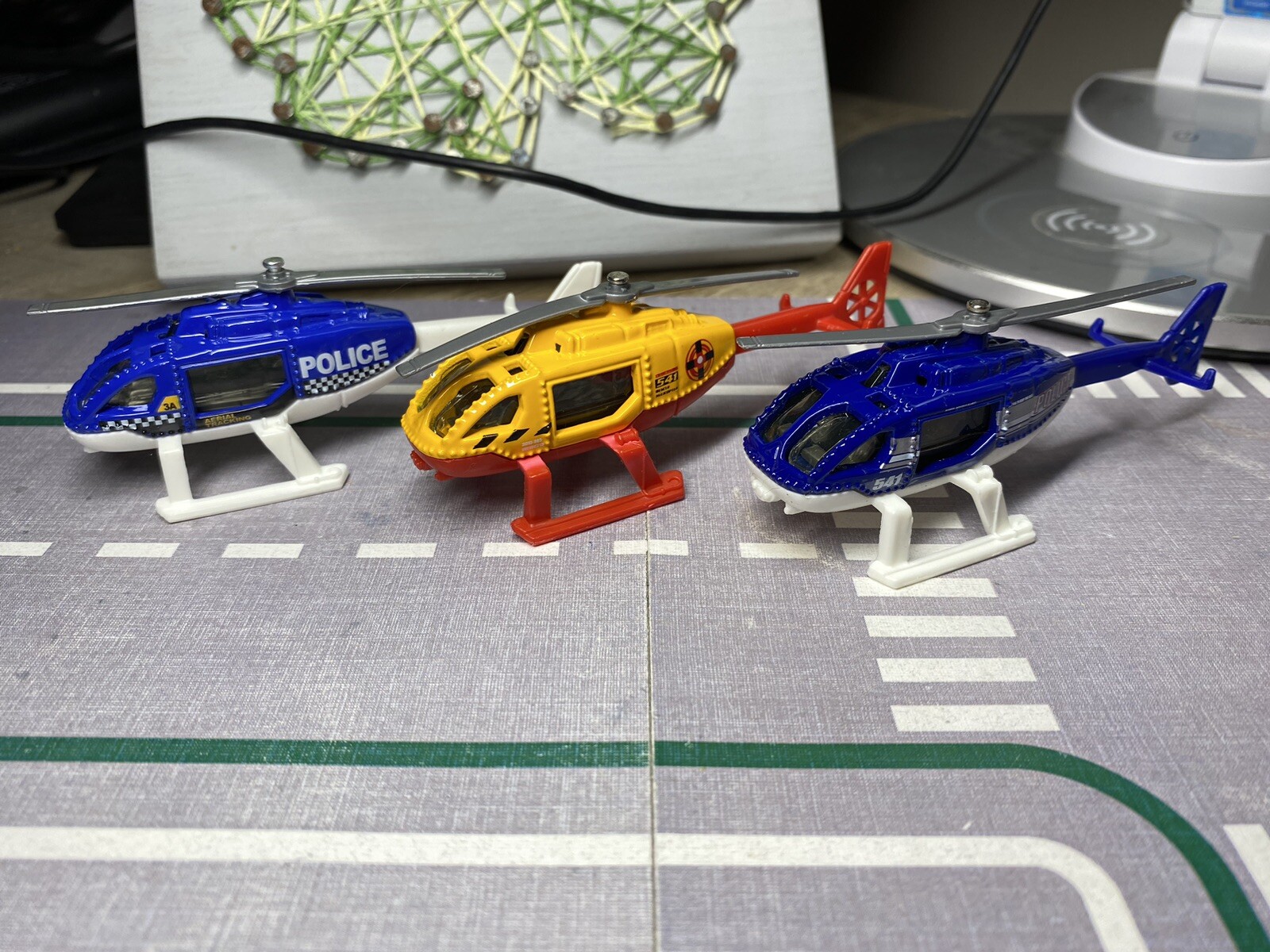 Matchbox 3 X 2001 Rescue Helicopter, News Chopper, Police, Fire Mb.541, Coast