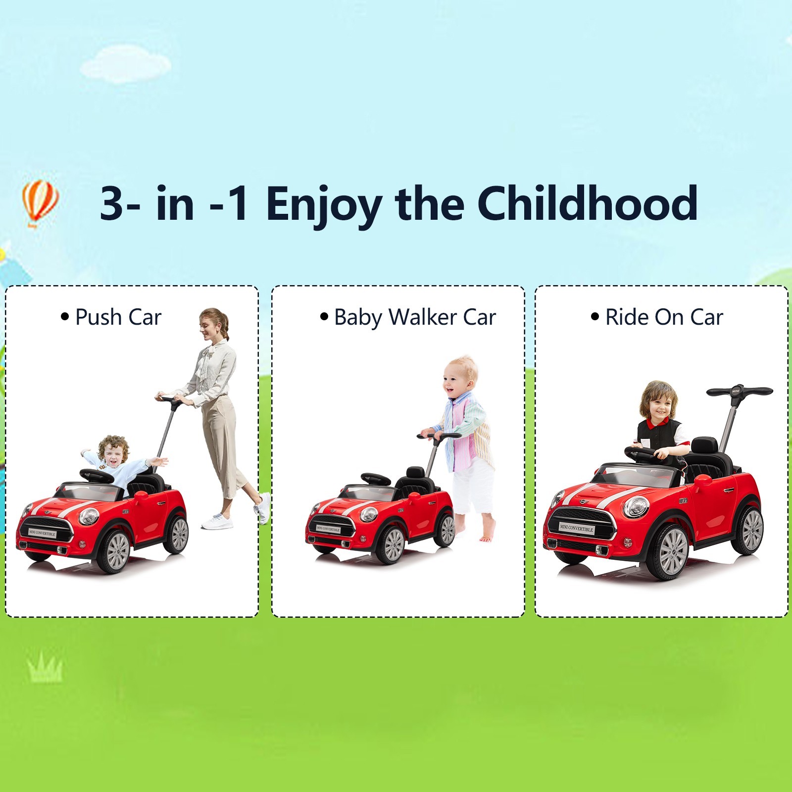 Kids Push Car , BMW Mini Licensed Toddler Push Car Toy，Red