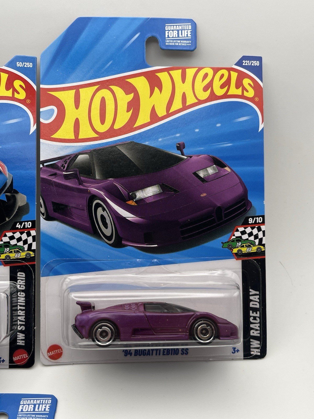 3 Car Hot Wheels Bugatti Lot – ‘94 EB110 SS Purple – Bolide White & Black