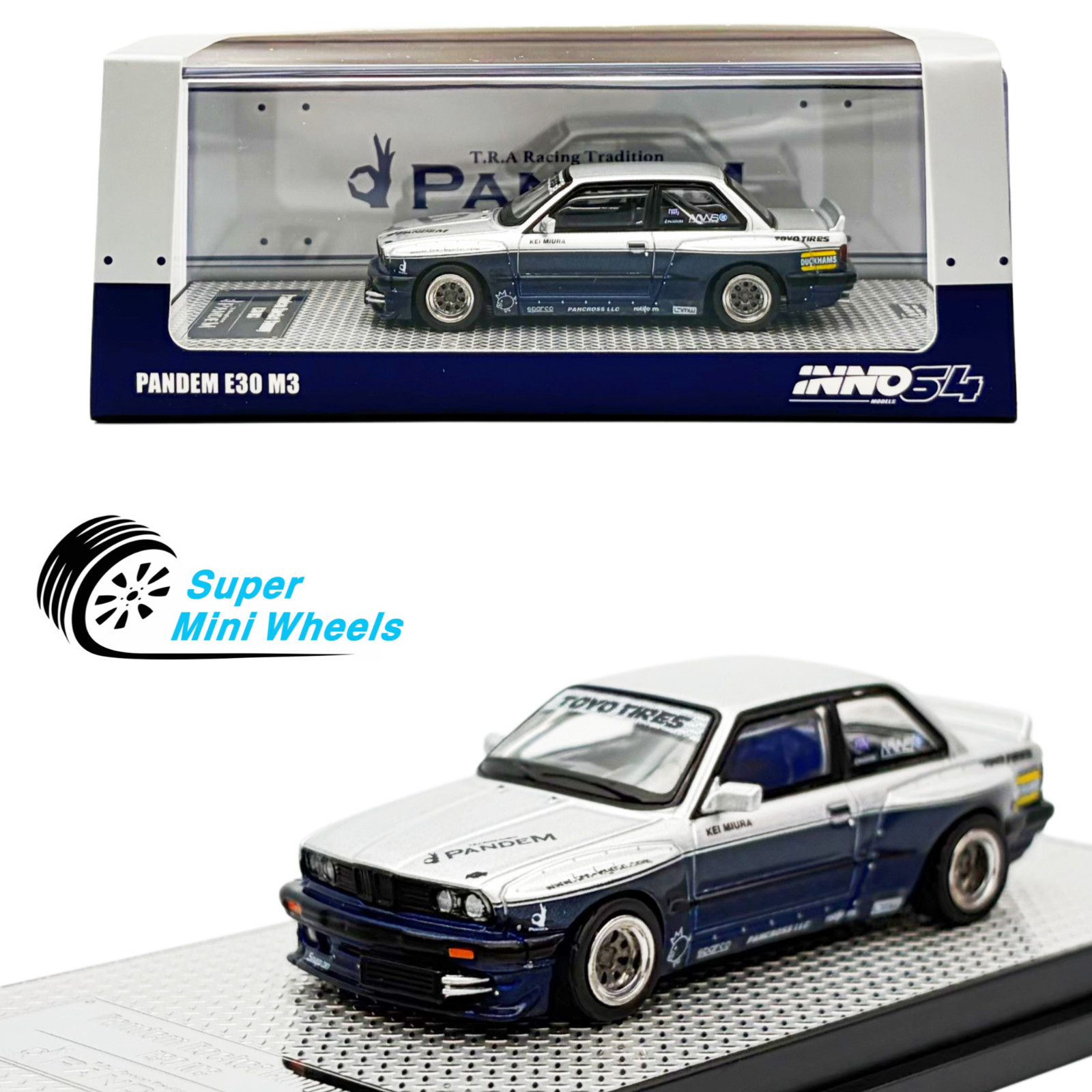 INNO64 1:64 Pandem BMW E30 M3 Rocket Bunny Silver/Blue