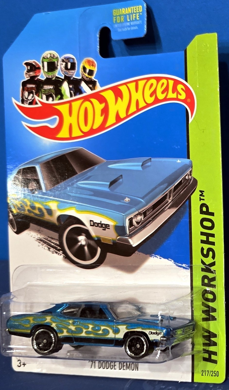 2013 HOT WHEELS ’71 Dodge Demon Col. #217/250 HW WORKSHOP Teal w/Flames 1971