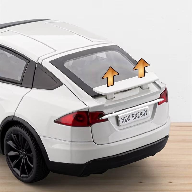 NEW 1:24 TESLA Model X Plaid Alloy Diecast Car Model Sound Light Kids Gift