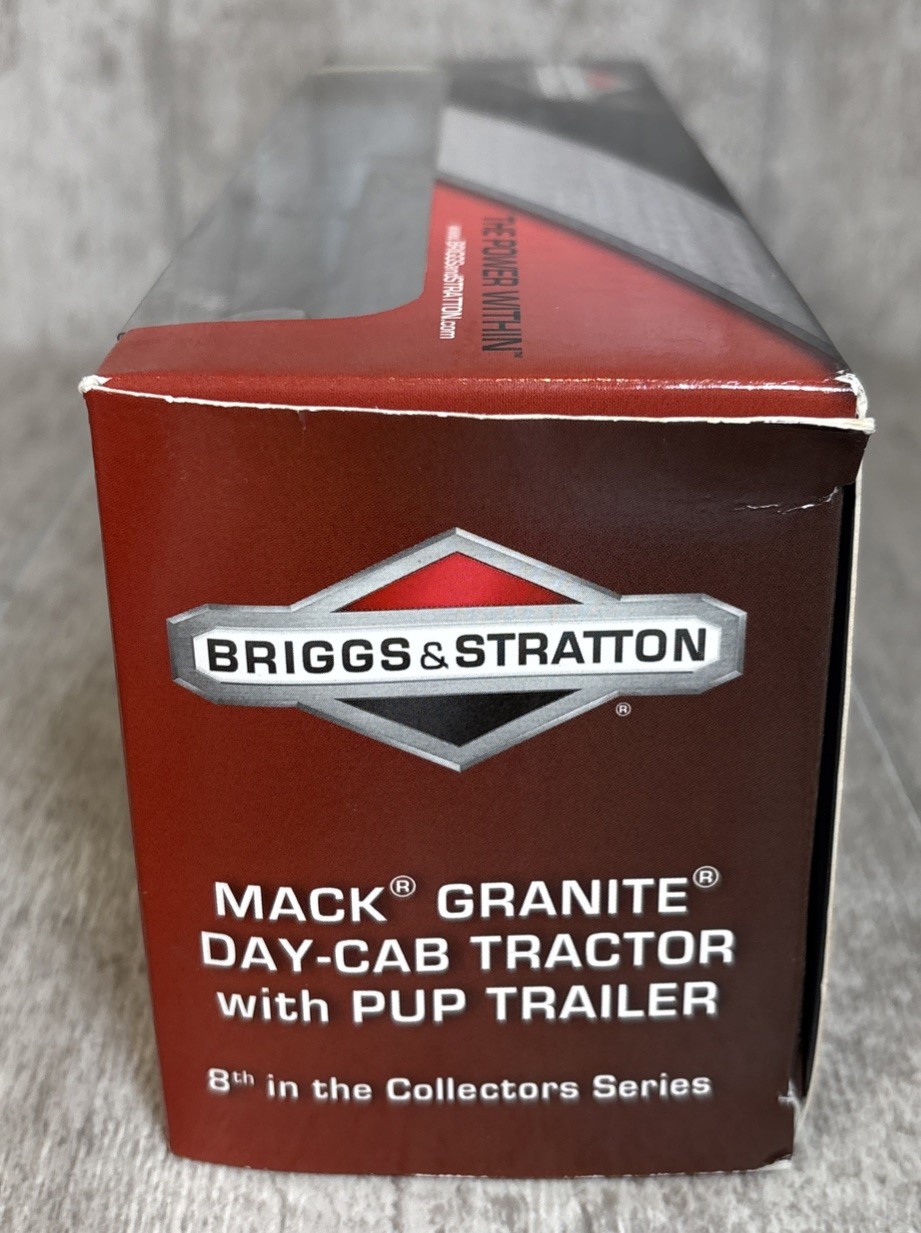 1/64 First Gear Briggs & Stratton Mack Granite Day-Cab Tractor w/ Pup Trailer