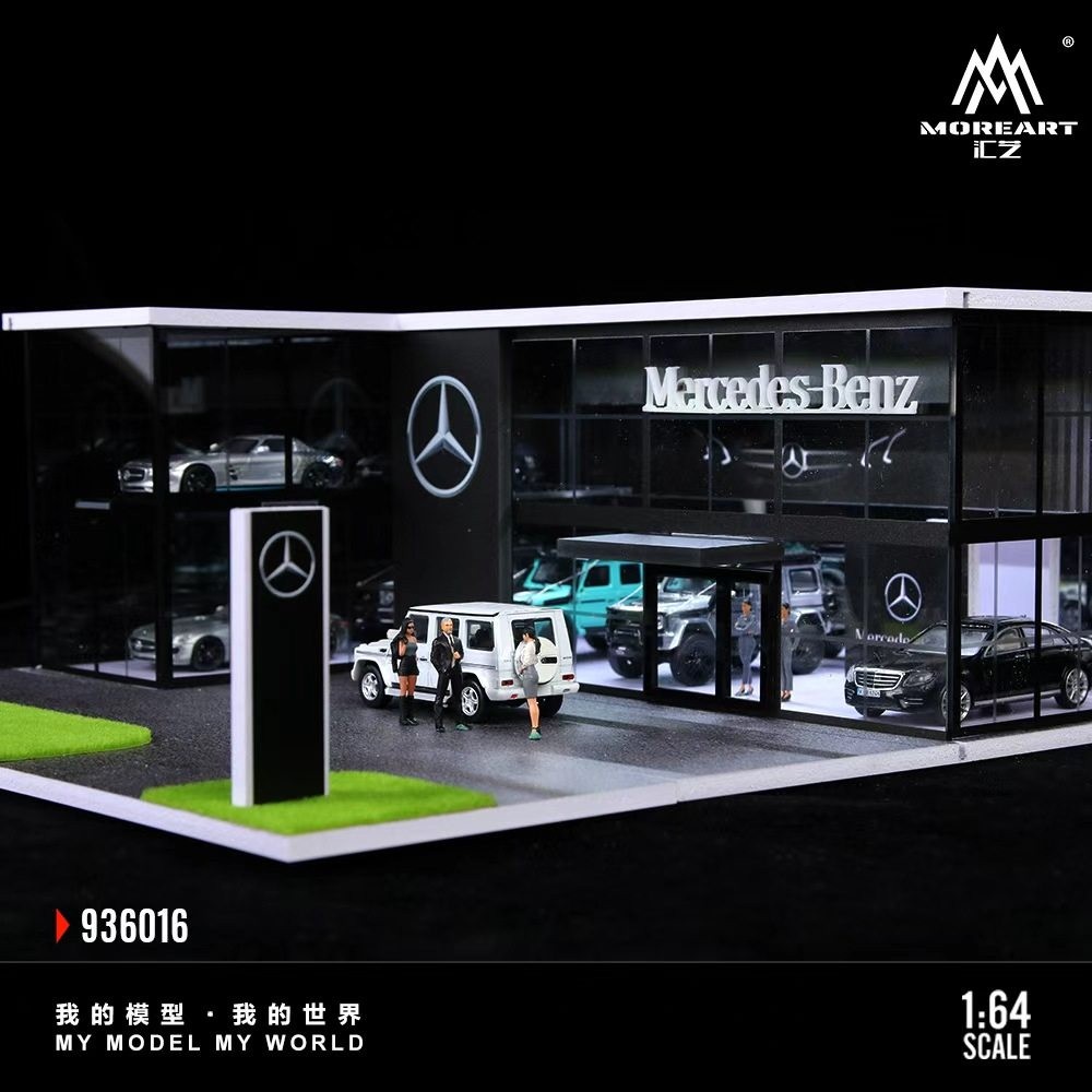 Diorama 1/64 Diecast Garage Model LED Lighting Showroom Scene Parking Lot Model
