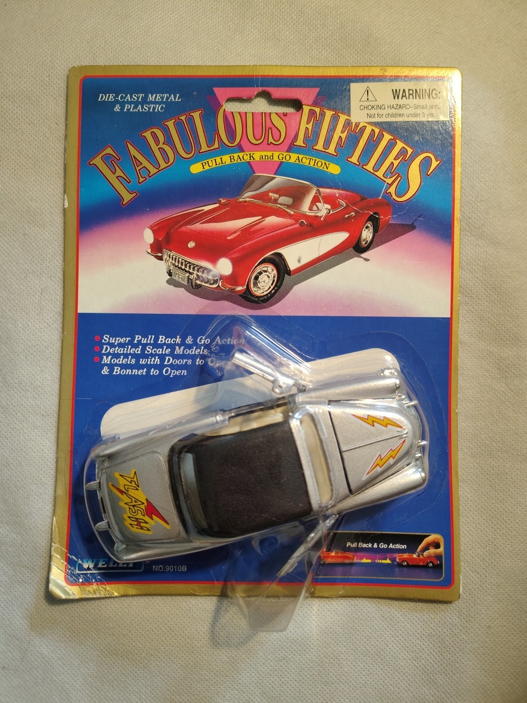 WELLY FABULOUS FIFTIES Pull Back and Go Action Die Cast Car #9010B 1:38 Scale