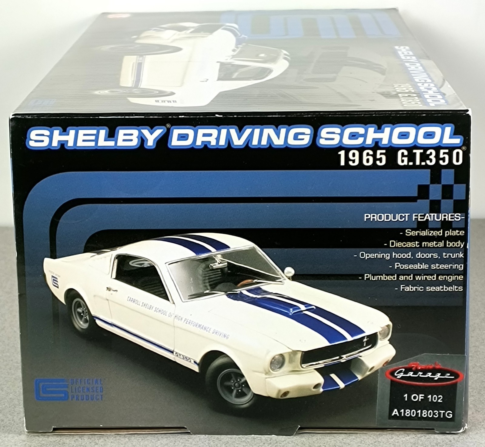 Acme Tom’s Garage 65 Shelby Mustang GT 350 “Driving School” 1:18 RARE # 87 /102