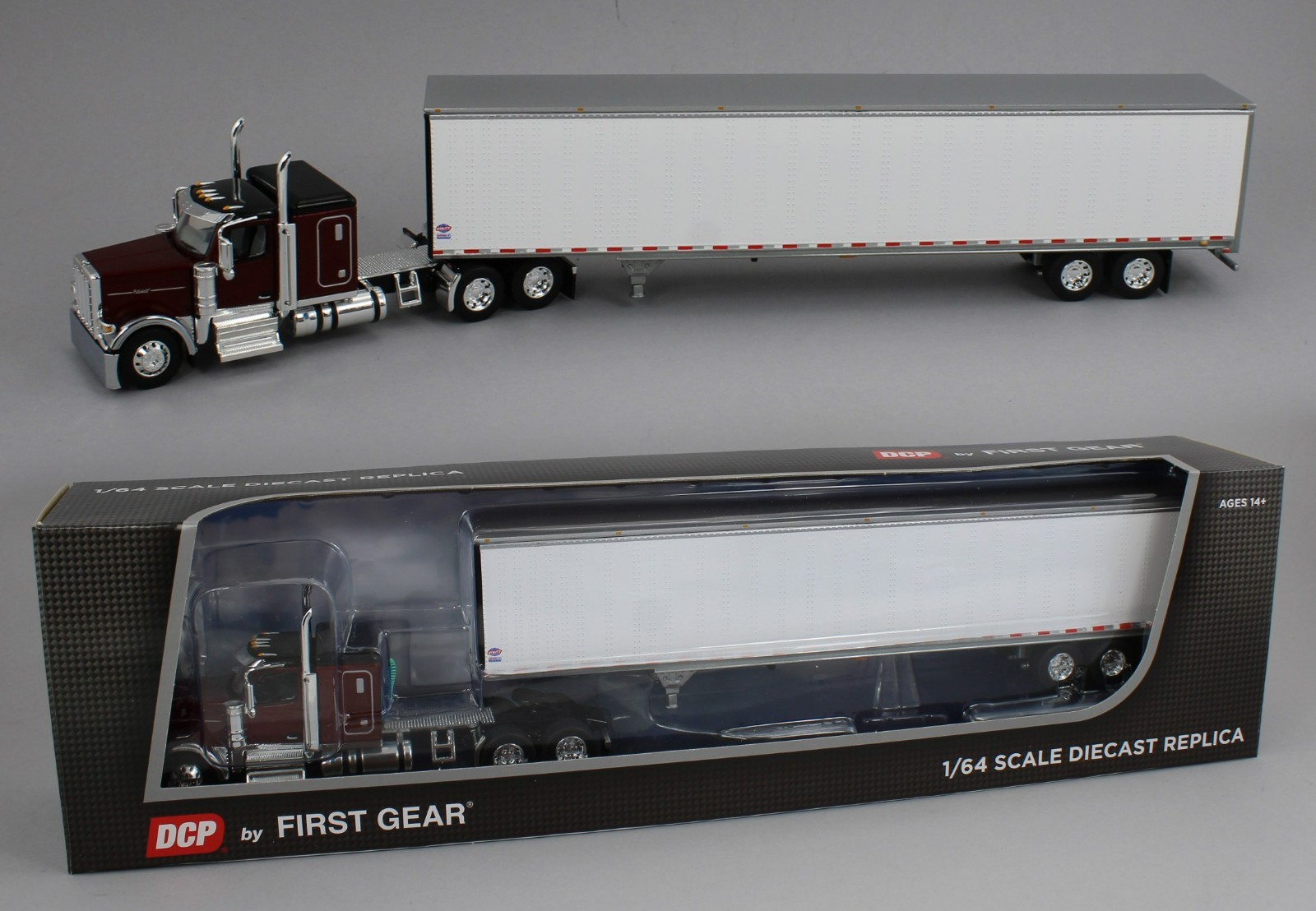 DCP 1:64 *RED* Peterbilt 589 58″ Flattop w/53′ VAN TRAILER *NIB*