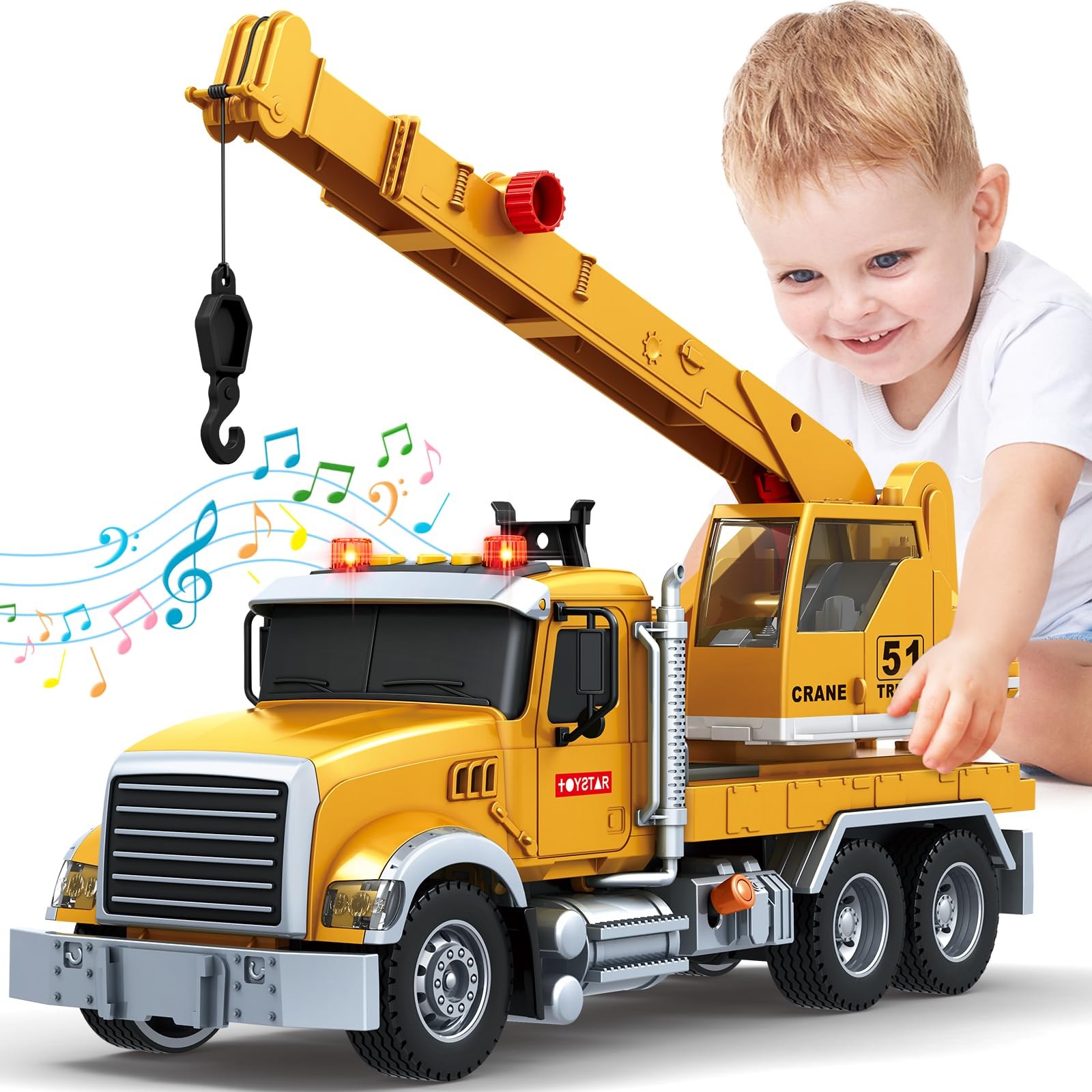 Kids Toys for 3 4 5 6 7 8 Years Old Boys, 15″ Crane Truck Toy with Lights, So…