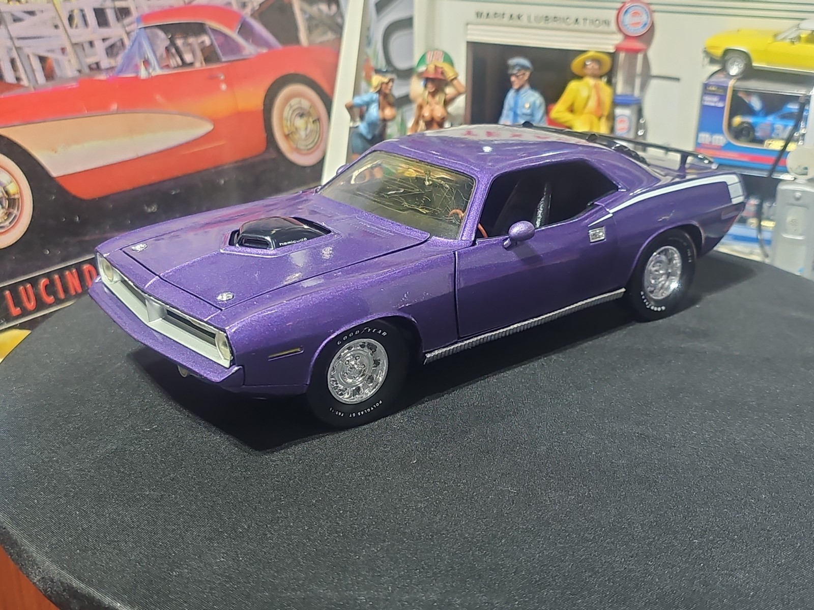 VINTAGE Ertl 1970 Plymouth Hemi Cuda Purple NICE CAR 🚗 READ 📚