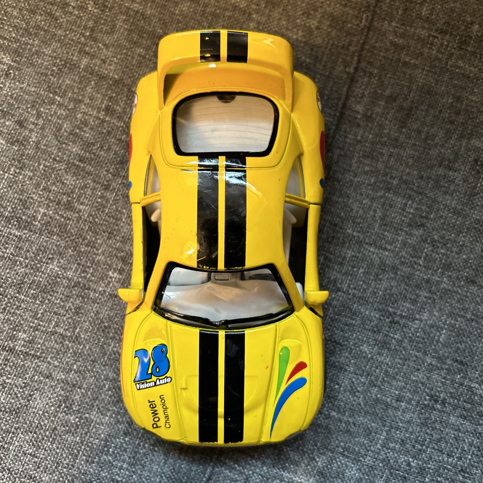 Kinsfun 3 Turbo Racer Pullback Die-Cast Toy Car Kintoy Champion 5” Turbo Yellow