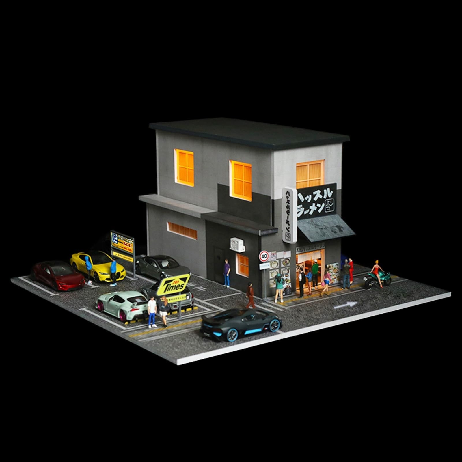 1/64 Diorama Garage Model With LED Parking Lot Display Case For Hot Wheels US