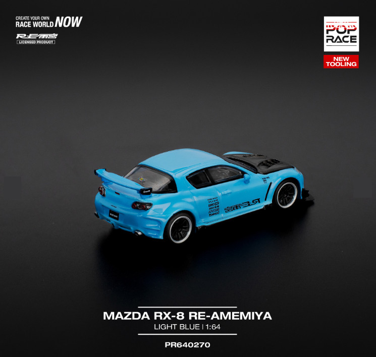Pop Race Mazda RX8 RE-Amemiya Light Blue 640270 1/64
