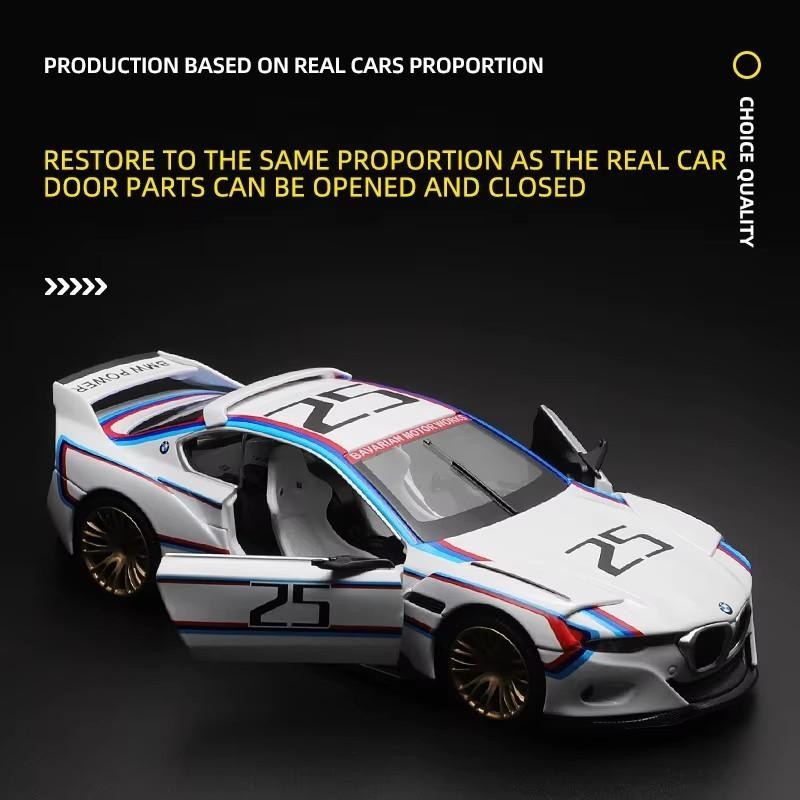1:24 BMW 3.0 CSL Racing Car Alloy Model Diecast with Sound Light Kids Gift NEW