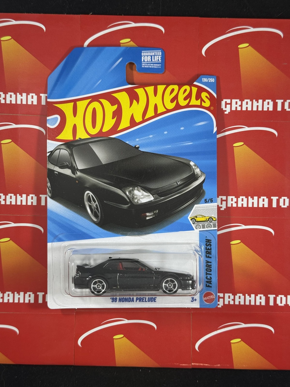 ’98 Honda Prelude #136 Black 5/5 Factory Fresh US Card 2026 Hot Wheels