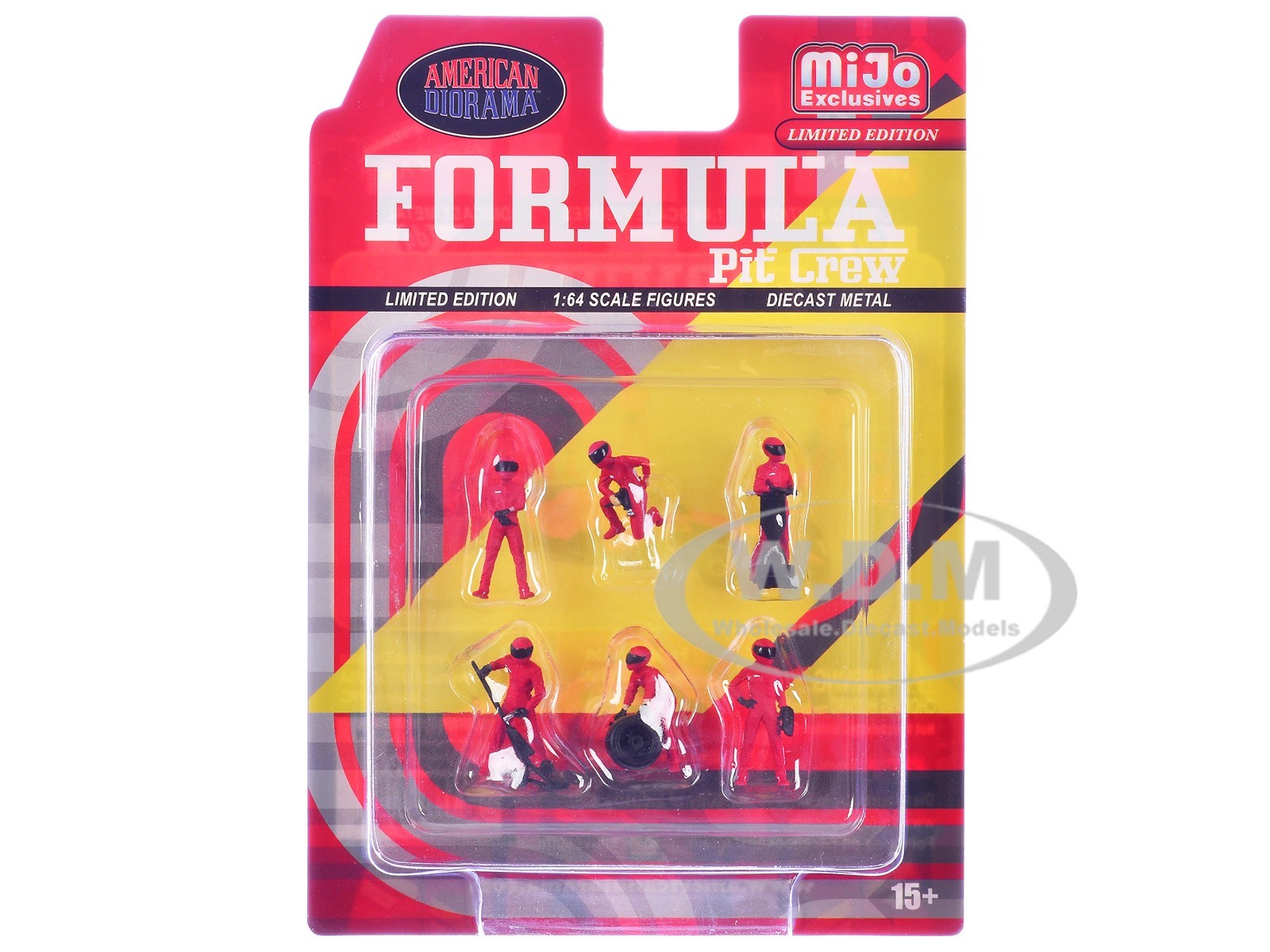 “FORMULA PIT CREW RED” 6 PC FIGURE SET FOR 1/64 BY AMERICAN DIORAMA AD-2443MJ