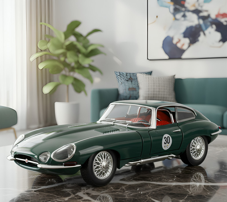1:24 Jaguar E-Type Vintage Diecast Car – 1961 Classic Model w/ Light Toy Gift