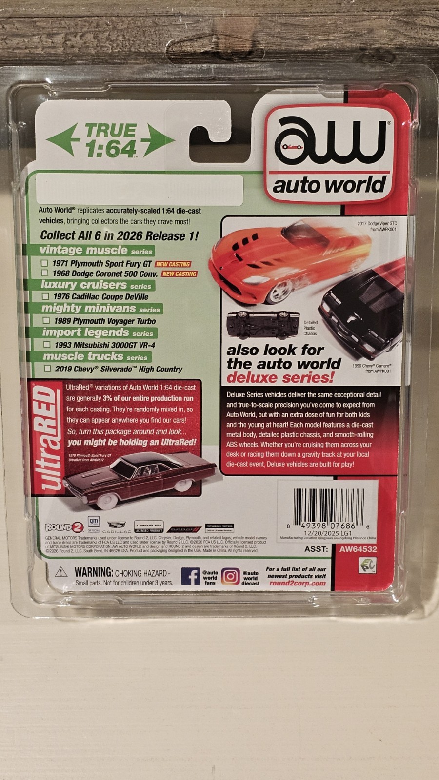 Auto World Ultra Raw CHASE /10 WORLDWIDE 1968 Dodge Coronet 500 Conv 1:64