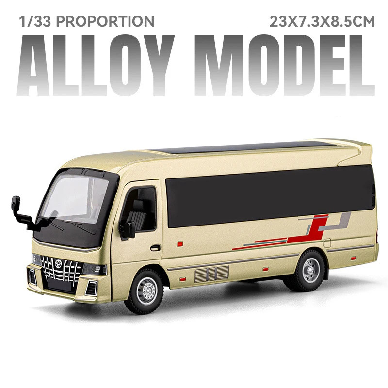 1:33 Toyota Coaster Alloy Diecast Bus Model Sound Light Kid’s Toy Collectibles