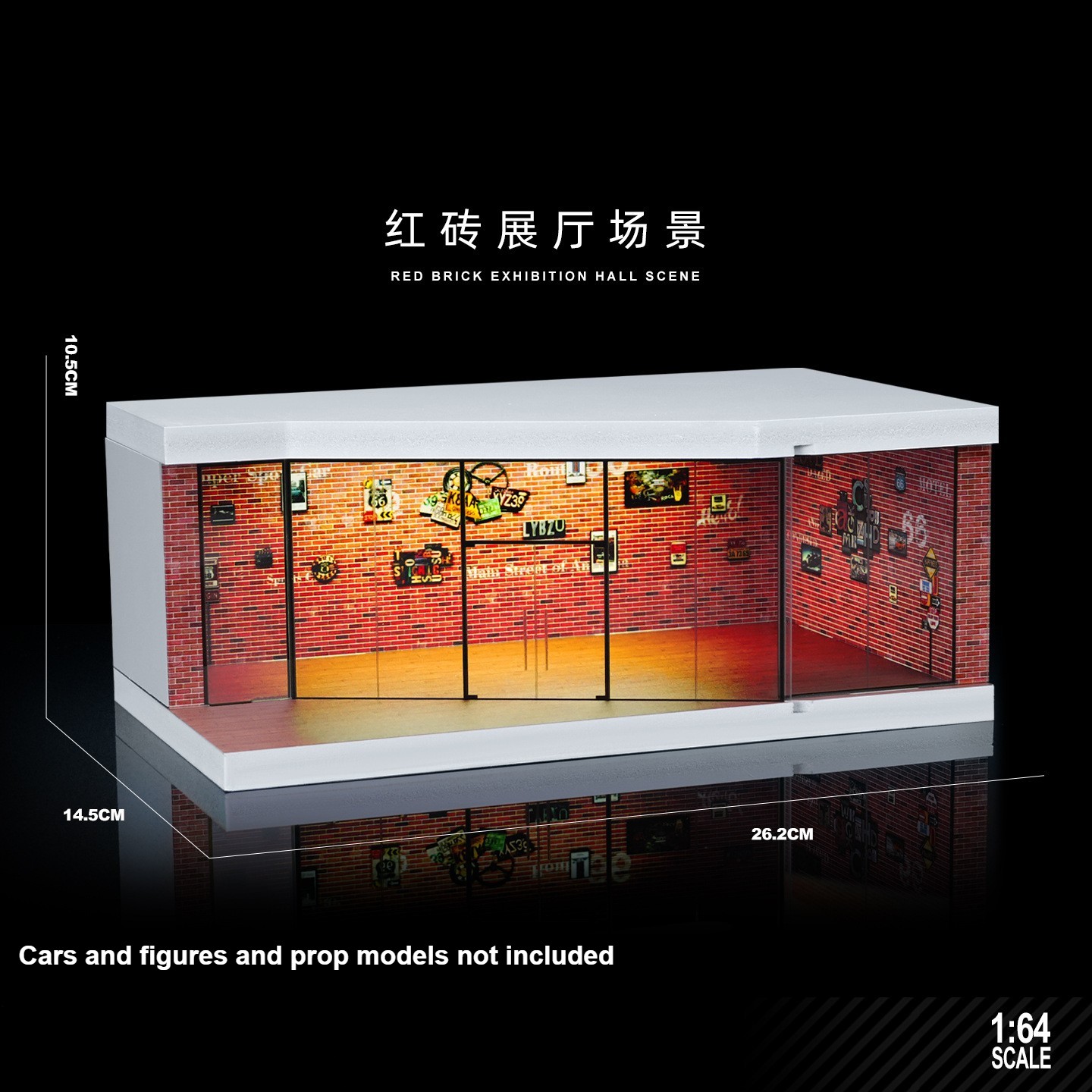 US 1/64 Garage Diorama Model LED Light City Parking Scene Diecast Car Display