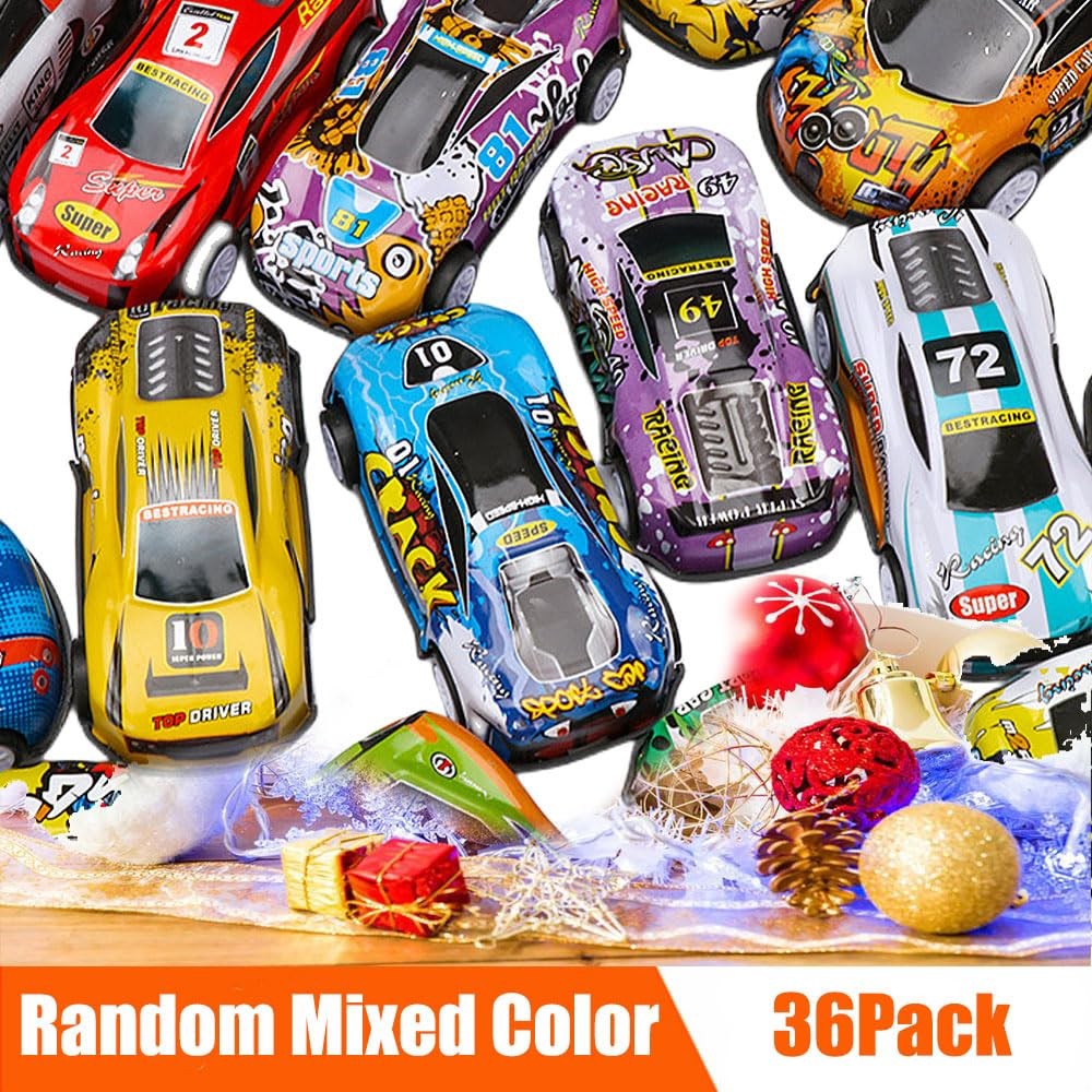 36 Pack Pull Back Toy Cars Mini Die-Cast Race Cars Vehicles Bulk Party Fav