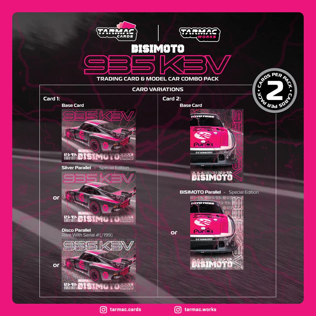 Tarmac Works Bisimoto Porsche 935 K3V with Trading Cards – Pink T64-079-K3V