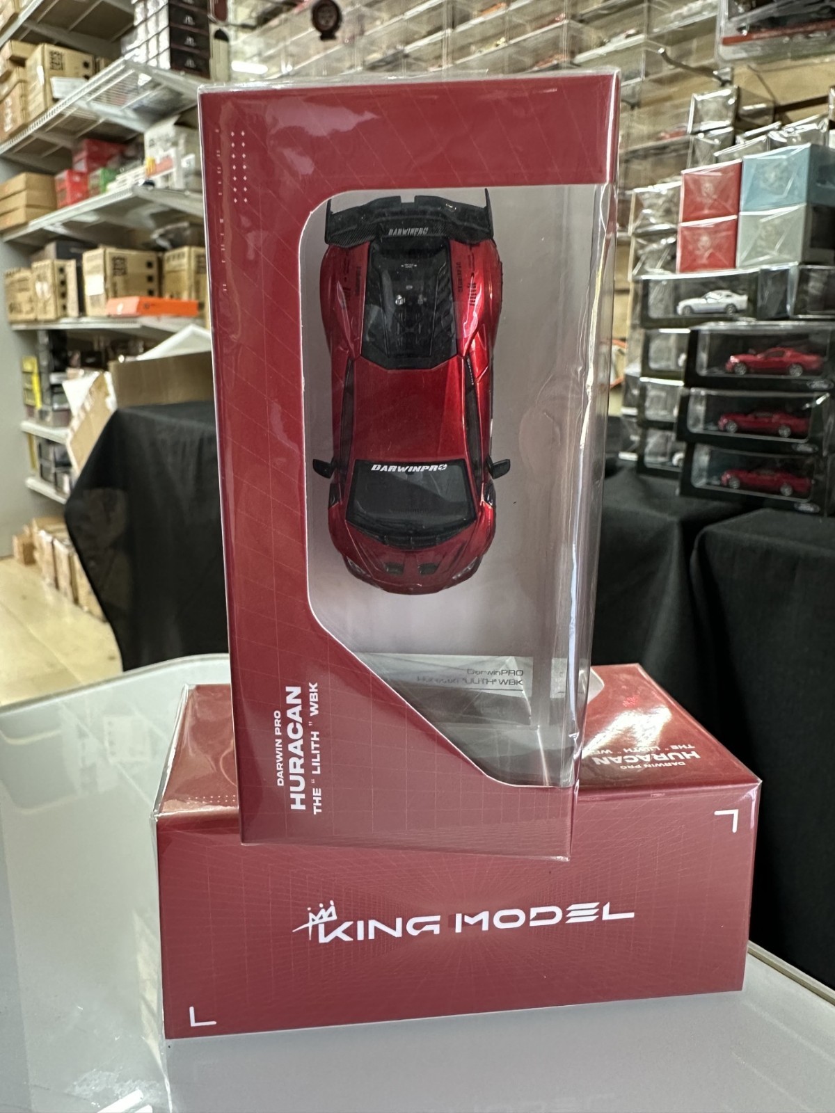 LAMBORGHINI HURACAN DARWIN PRO TRANSPARENT RED 1/64 DIECAST CAR BY KING MODEL KM