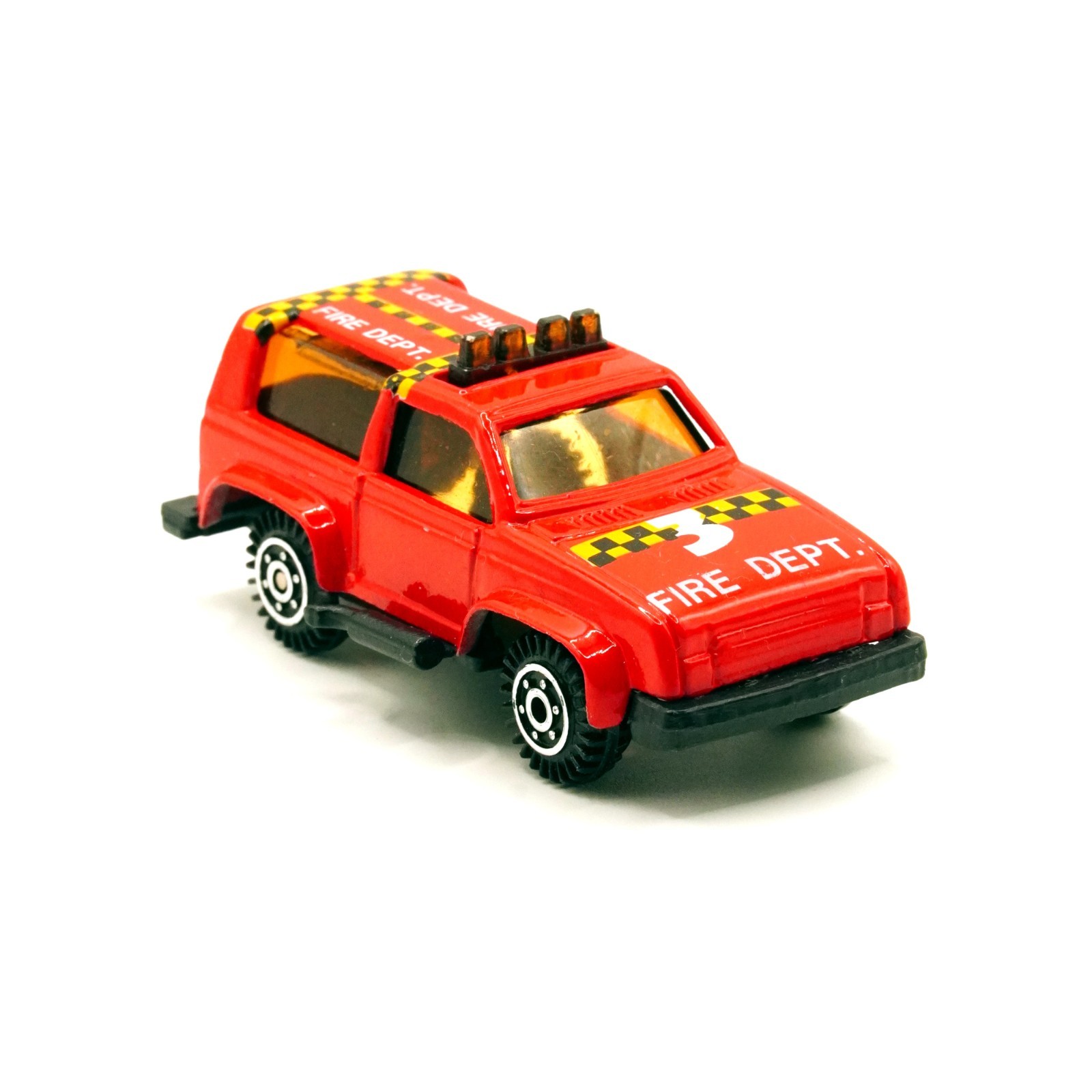 Fire Department Response Vehicle SUV Red Diecast Toy Truck Checkered Used