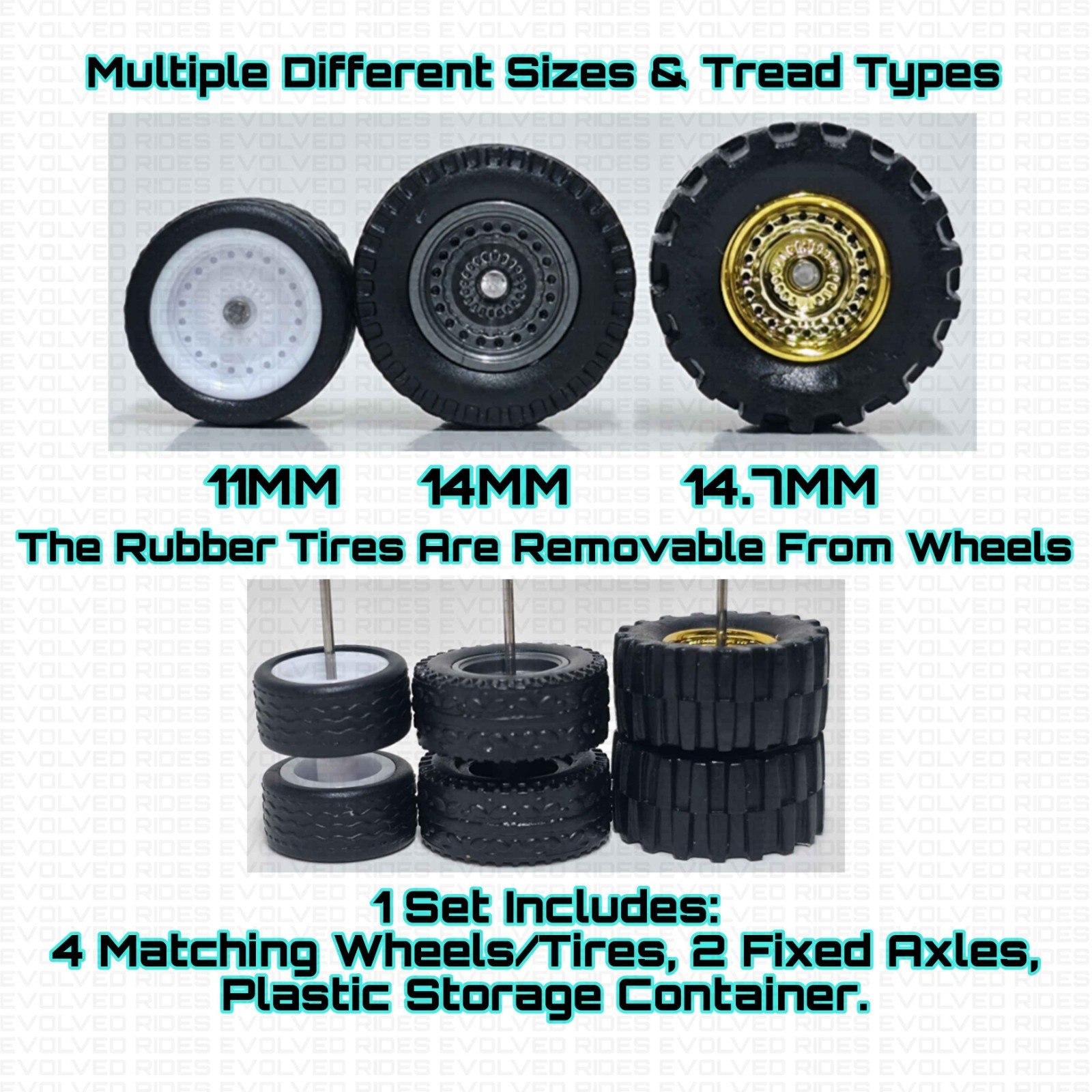 Steelie V2 Real Rider Wheels Rubber Tire For 1/64 Scale Custom Hot