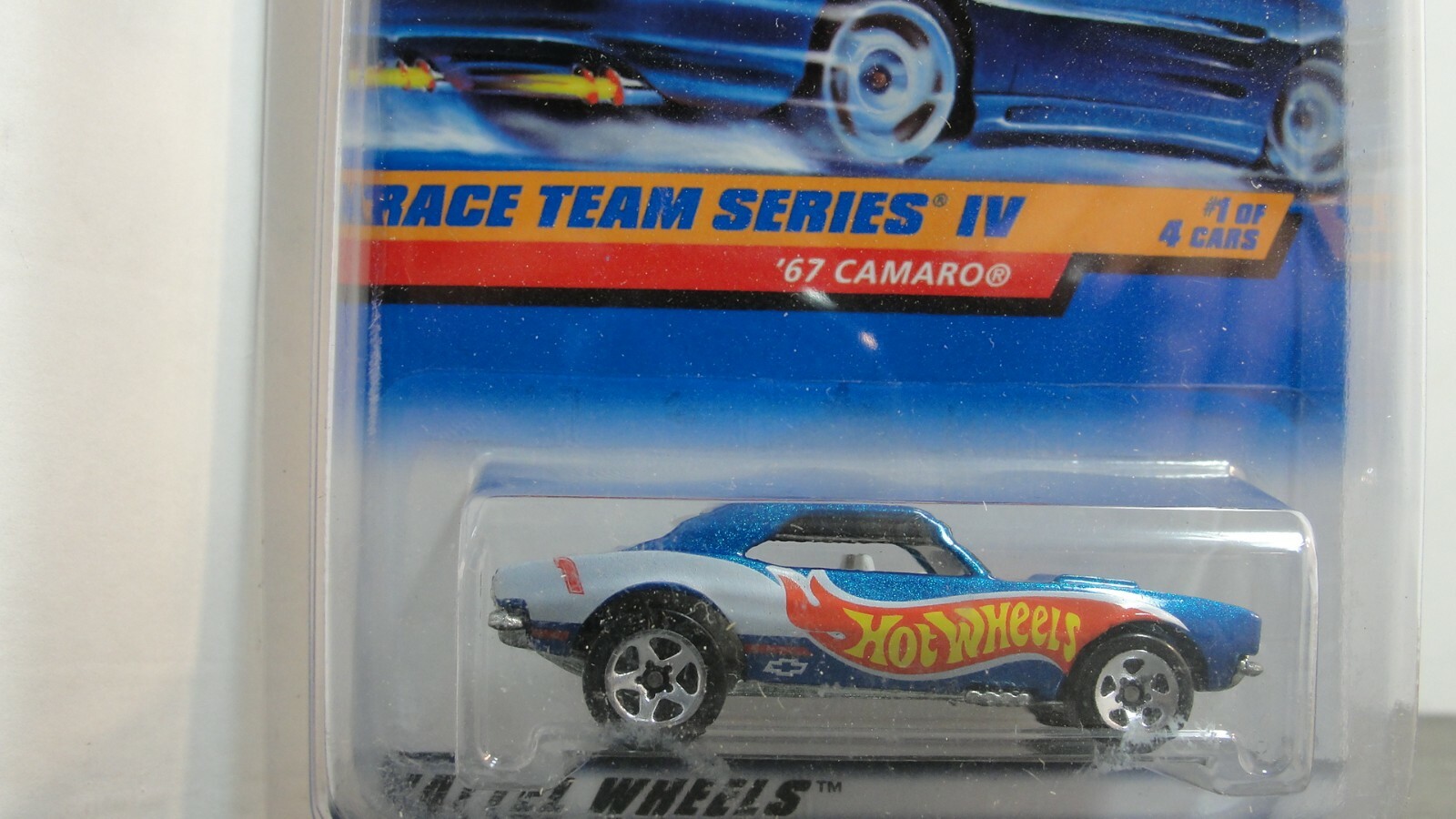 1998 Hot Wheels #725 Race Team Series IV 1/4 ’67 CAMARO Blue w/5Sp Malaysia Base