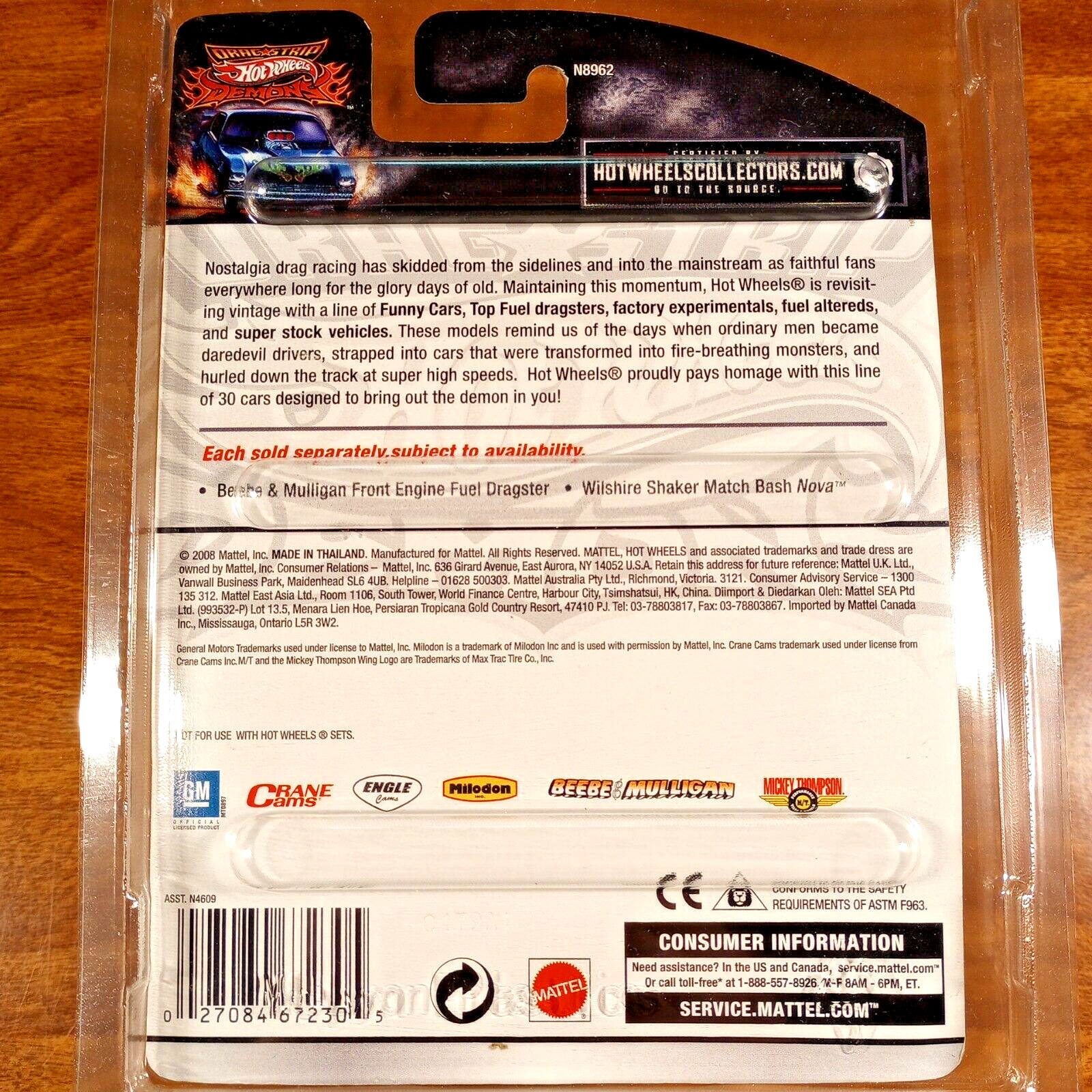 Hot Wheels Drag Strip Demons Beebe & Mulligan Front Engine Fuel Dragster RR 2009