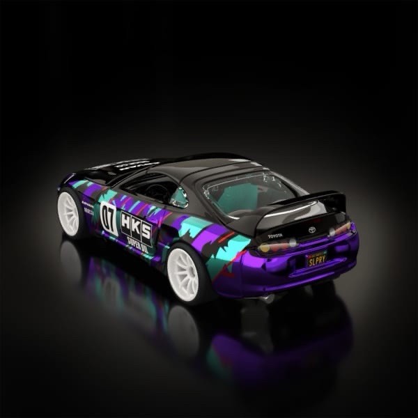 Hot Wheels RLC sELECTIONs 1997 Toyota Supra HKS “oil splash” with Removable Top!