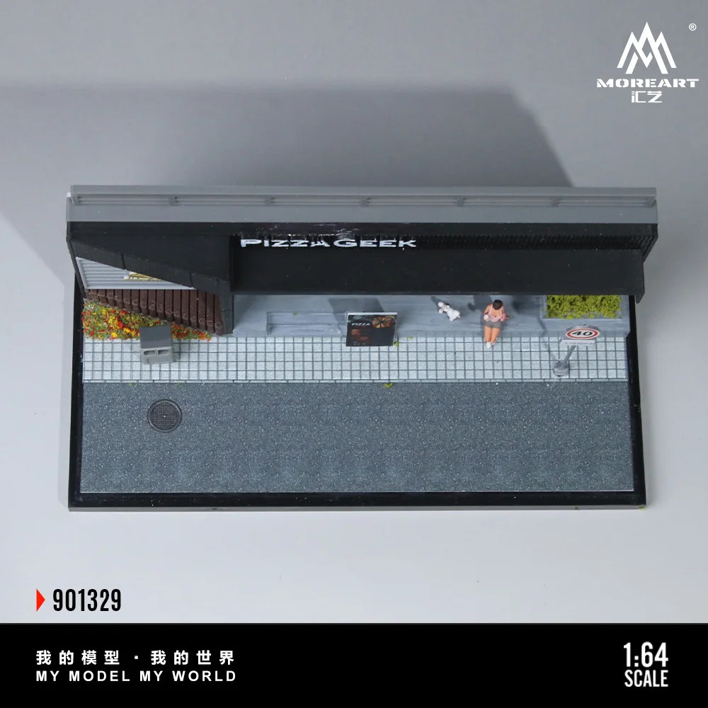 More Art 1:64 Pizza Shop Scene Simulation Model, Parking Lot Diorama For Display
