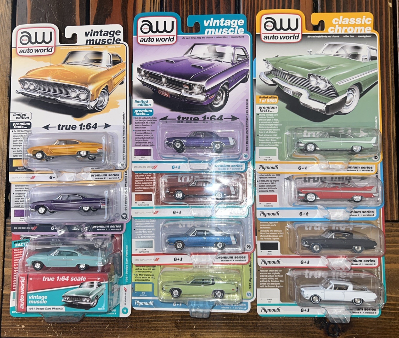 Auto World Vintage Muscle Dodge PlymouthLot of 11 Dart Barracuda Road Runner