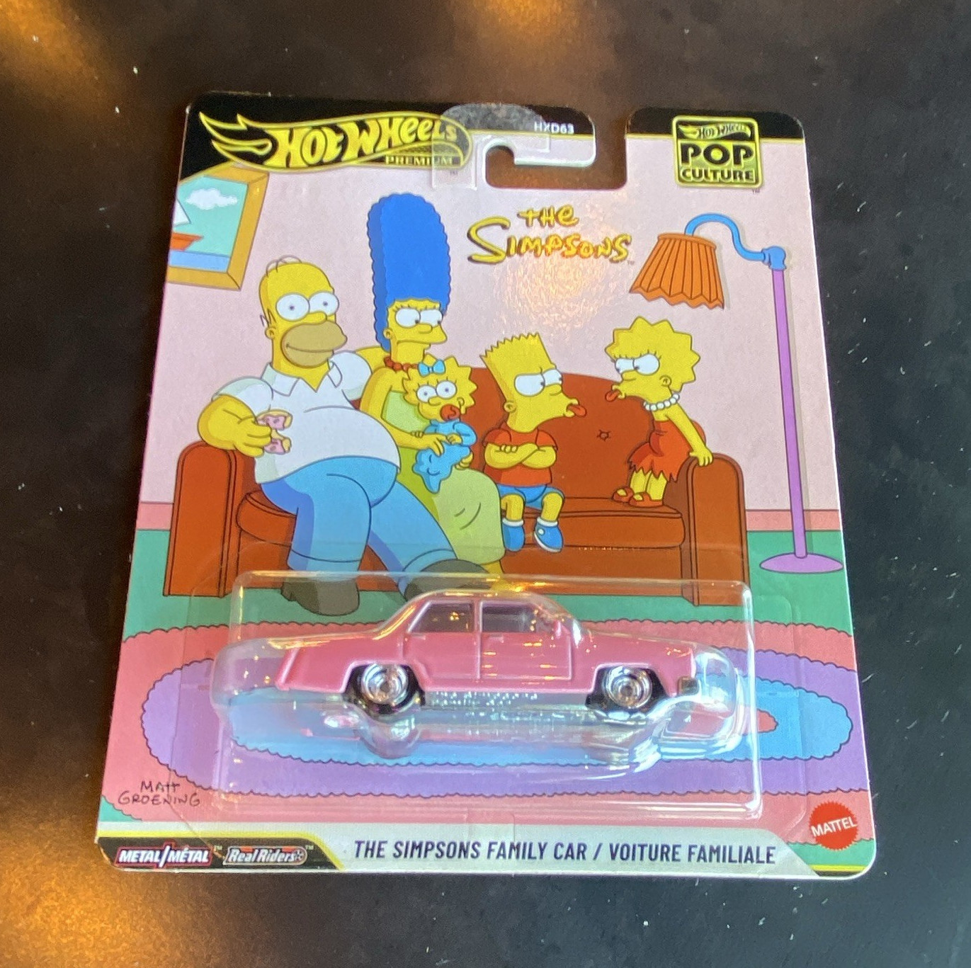 Hot Wheels Pop Culture Simpsons Family Car 1987 Plymouth 1:64 Diecast Pink