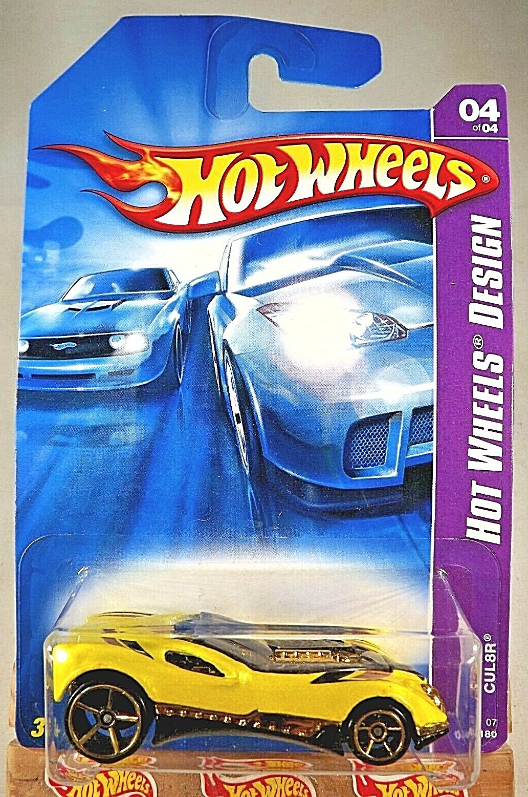 2007 Hot Wheels #48 Hot Wheel Design 4/4 CUL8R Yellow w/Gold OH5 Spoke Variation
